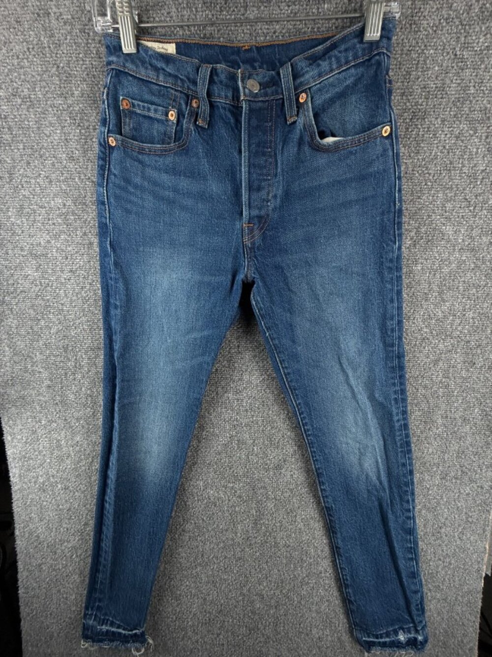 Levi’s 501s Premium Women Jean Distress Big E 25x28 ACTL 26x27.5 Cotton Stretch